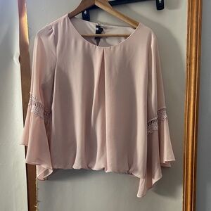 Iz Byer Light Pink Blouse with Lace Sleeves